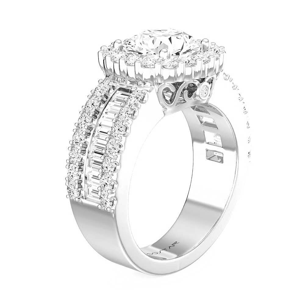 14K White Gold Semi Mount Cushion Halo Engagement Ring