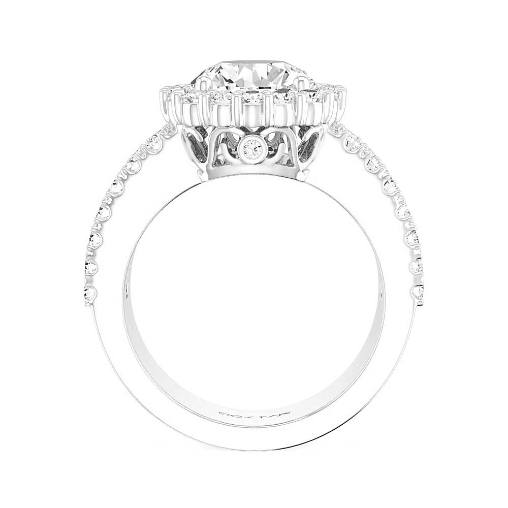 14K White Gold Semi Mount Cushion Halo Engagement Ring