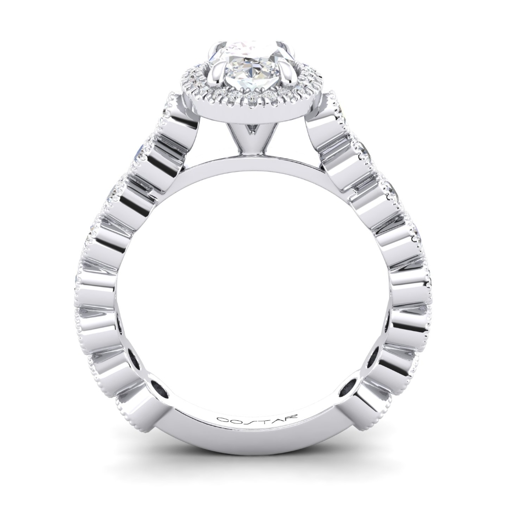14K White Gold Semi Mount Oval Engagement Ring