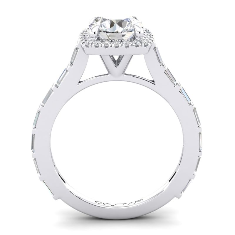 14K White Gold Semi Mount Cushion Halo Engagement Ring