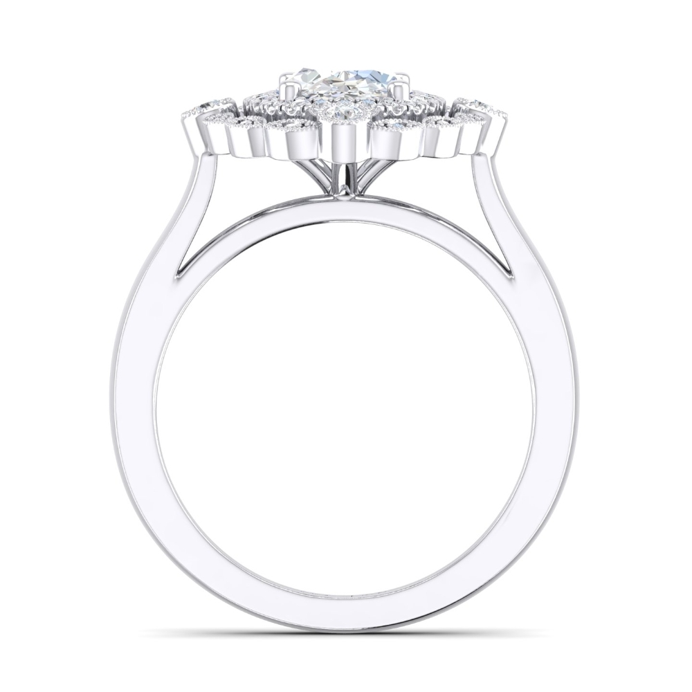 14K White Gold Semi Mount Oval Engagement Ring
