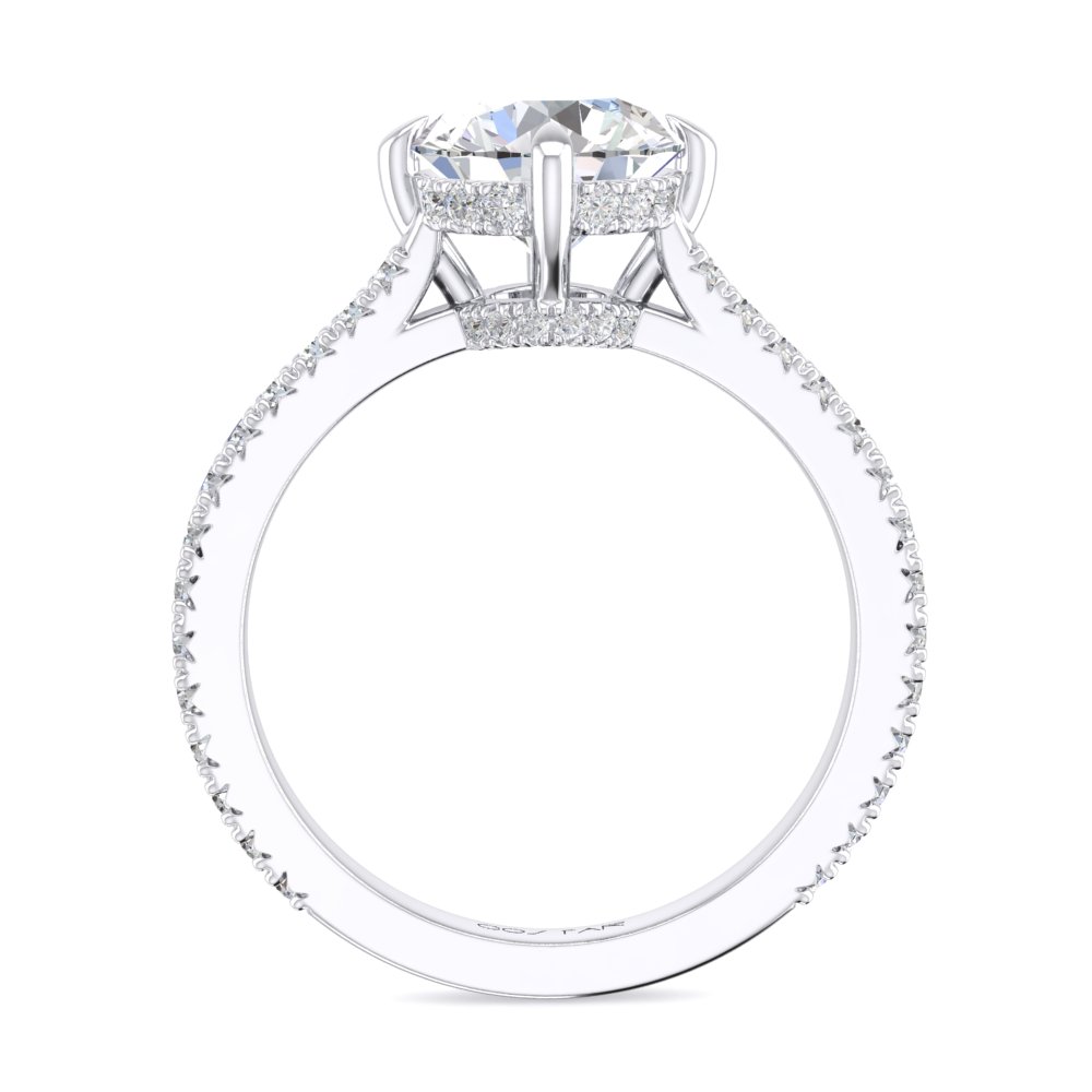 14K White Gold Semi Mount Round Halo Engagement Ring