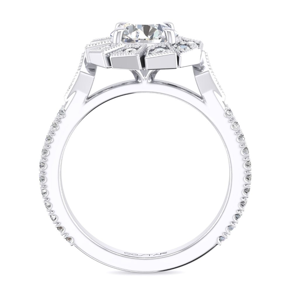 14K White Gold Semi Mount Round Halo Engagement Ring