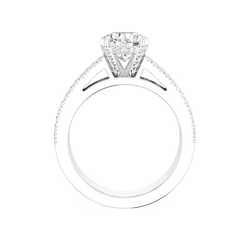 14K White Gold Semi Mount Baguettes Engagement Ring
