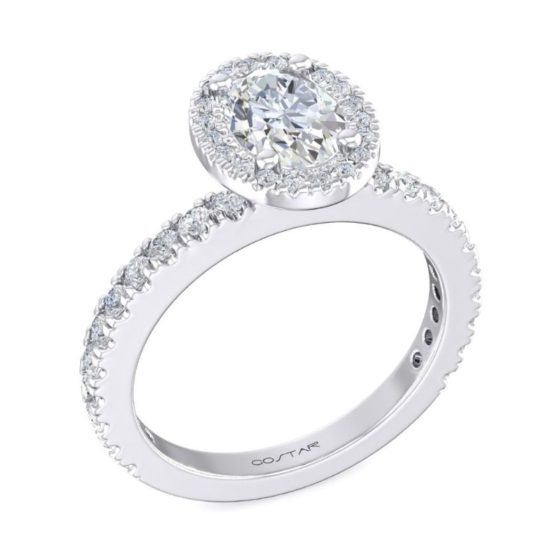 14K White Gold Semi Mount Oval Engagement Ring