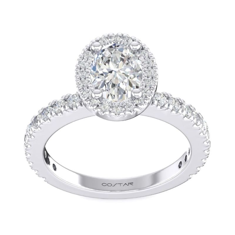 14K White Gold Semi Mount Oval Engagement Ring