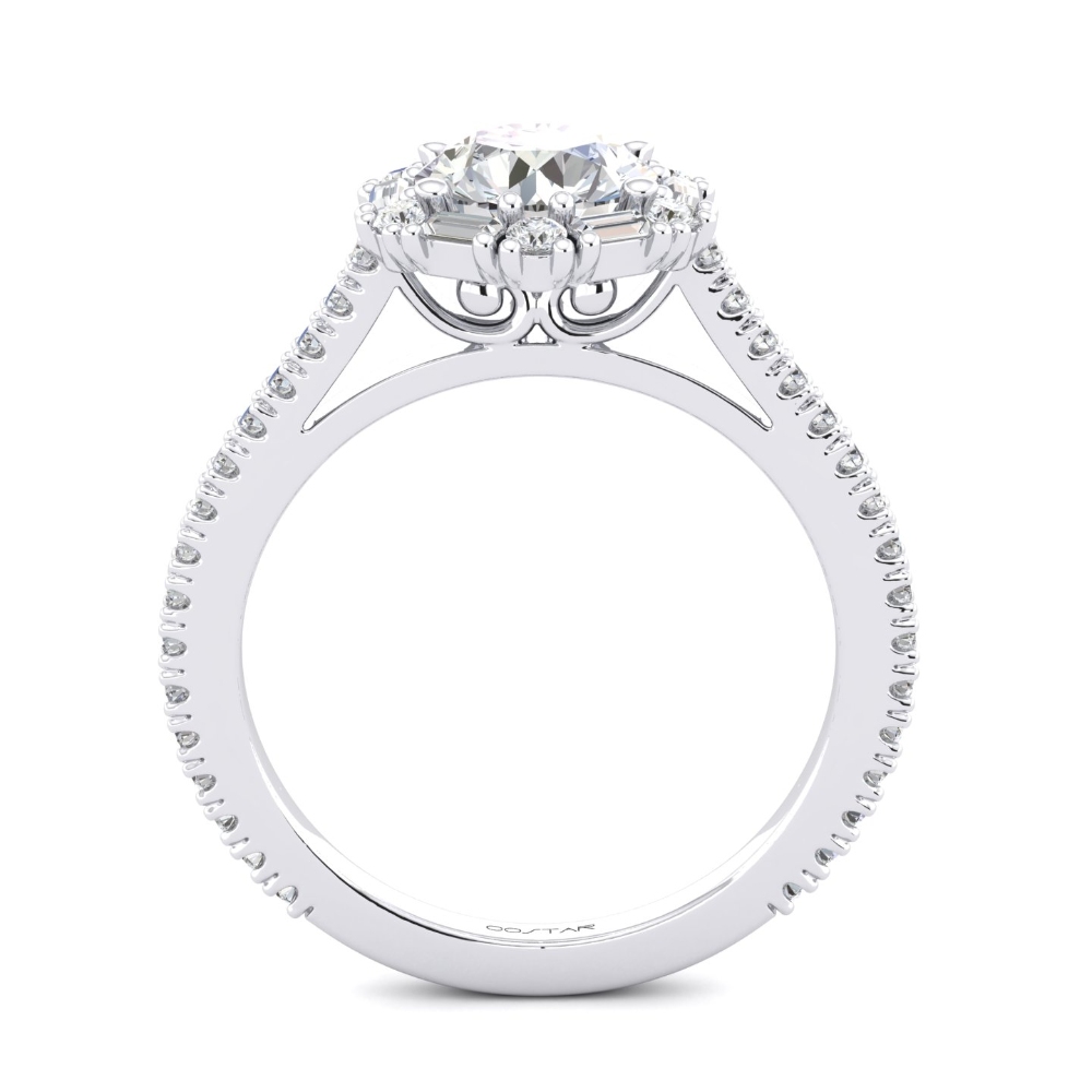 14K White Gold Semi Mount Round Halo Engagement Ring