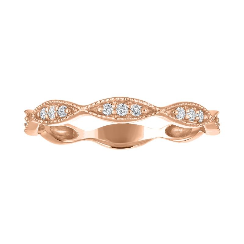 The Broadway Marquise Stackable Ring in 14k Rose Gold with Diamond Trios (0.10ctw)