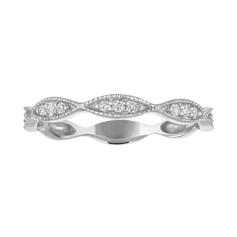 The Broadway Stackable Marquise Ring in 14k White Gold with Diamond Trios (0.10ctw)