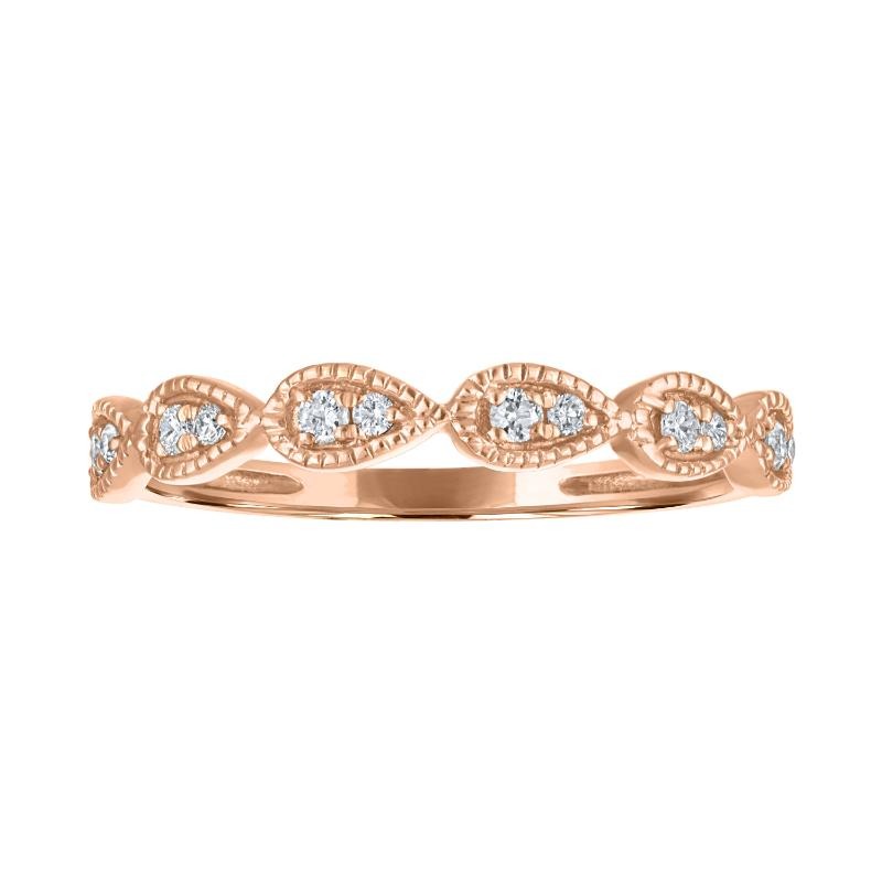 The Broadway Stackable Teardrop Ring in 14k Rose Gold with Diamonds (0.12ctw)