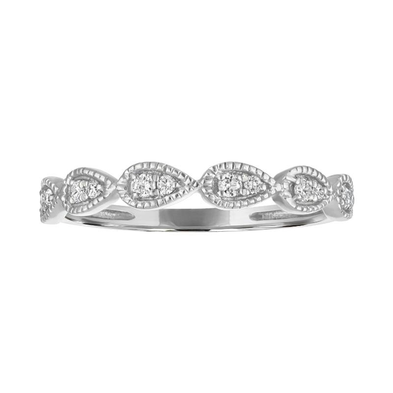 The Broadway Stackable Teardrop Ring in 14k White Gold with Diamonds (0.12ctw)