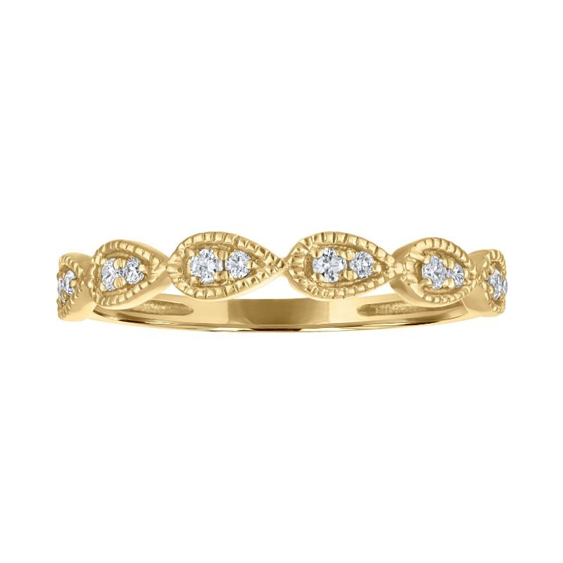 The 14k Yellow Gold Stackable Broadway Ring with Diamonds. 0.12ctw