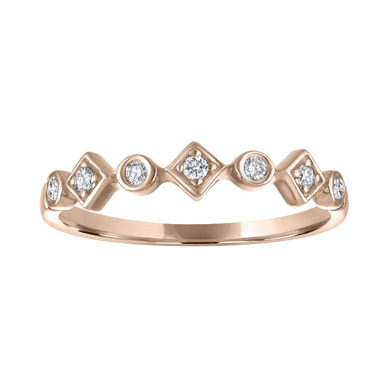 The Broadway Geometric Stackable Ring in 14k Rose Gold with Diamonds. 0.10ctw