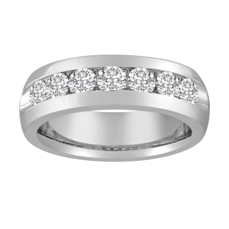 The Diamond Jim Channel-Set Men's Wedding Band in 14K White Gold (.5K Round Cut).