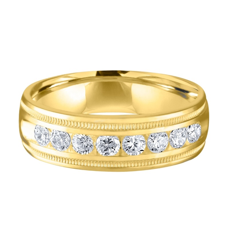 The Diamond Jim Channel-Set Diamond Wedding Band in 14K Yellow Gold (1K Round).