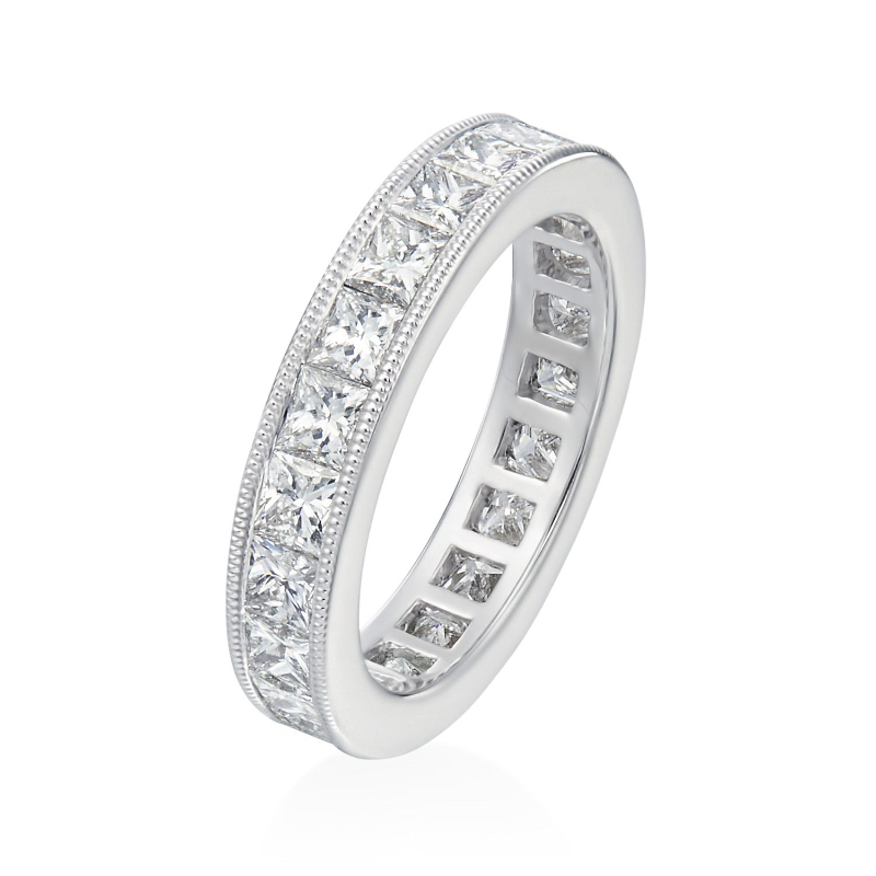 Platinum Princess Cut Diamond Eternity Wedding Band Ring
