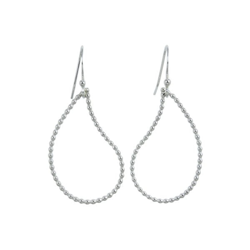 SARATOGA JEWELS STERLING SILVER  LARGE "RAINDROP" BEADED EARRINGS ON WIRES