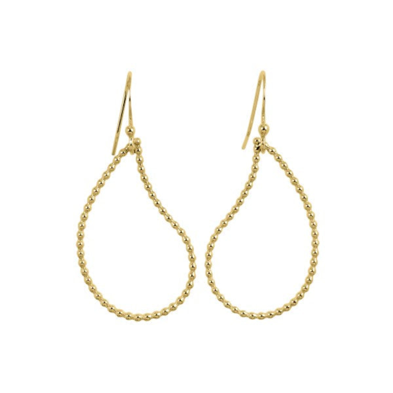 SARATOGA JEWELS YELLOW GOLD FILLED LARGE "RAINDROP" BEADED EARRINGS ON WIRES
