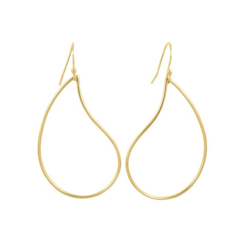 SARATOGA JEWELS YELLOW GOLD FILLED LARGE "RAINDROP" EARRINGS ON WIRES