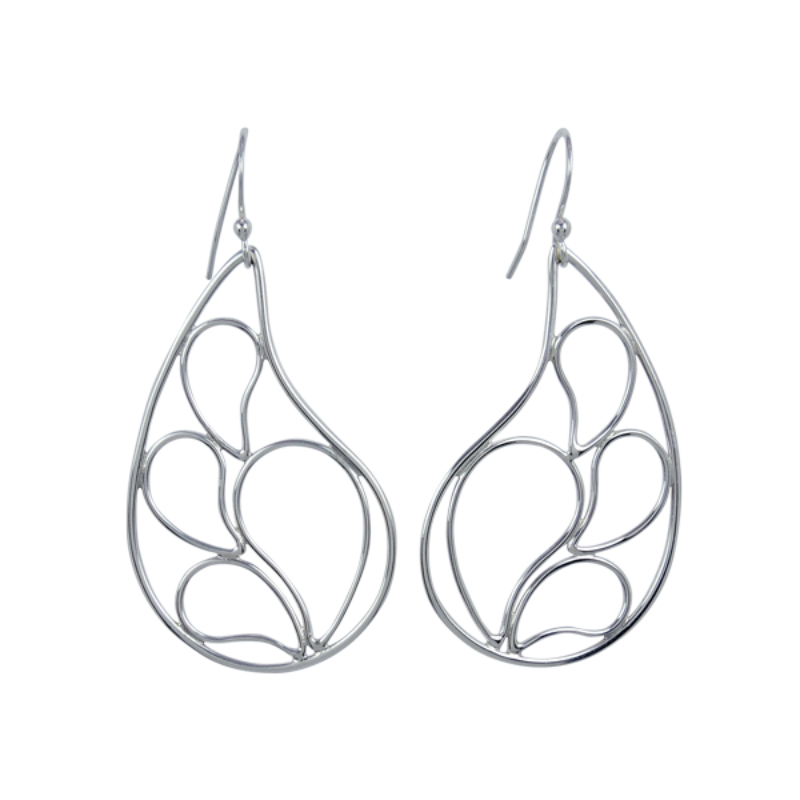 SARATOGA JEWELS STERLING SILVER "RAINDROP" NESTED 4 DROPS EARRINGS ON WIRES