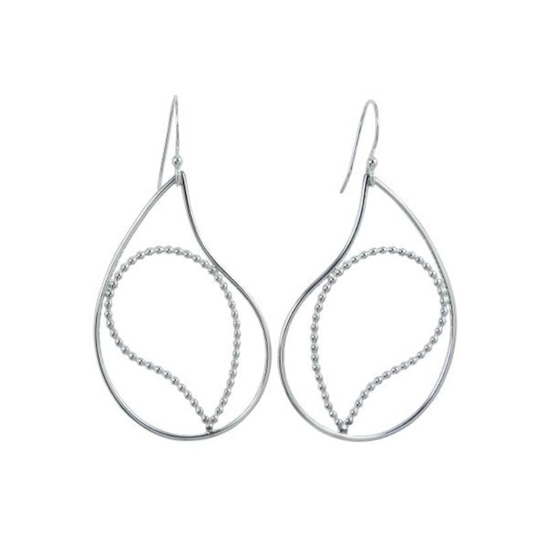 SARATOGA JEWELS STERLING SILVER "RAINDROP" NESTED LARGE DROP EARRINGS ON WIRES