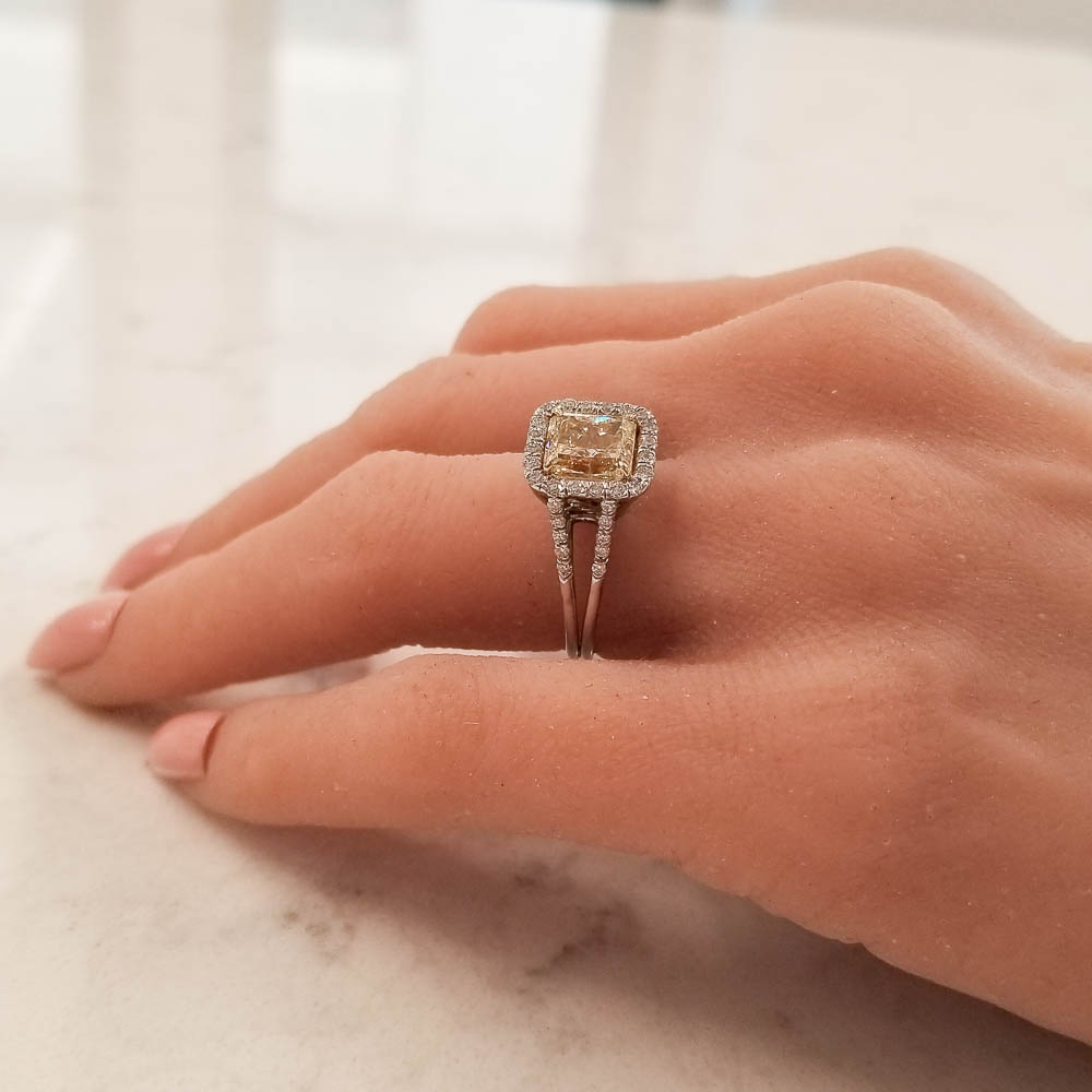 Platinum Diamond Gemstone Ring