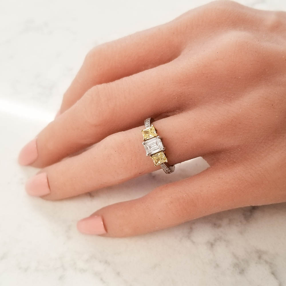 Platinum Diamond Gemstone Ring