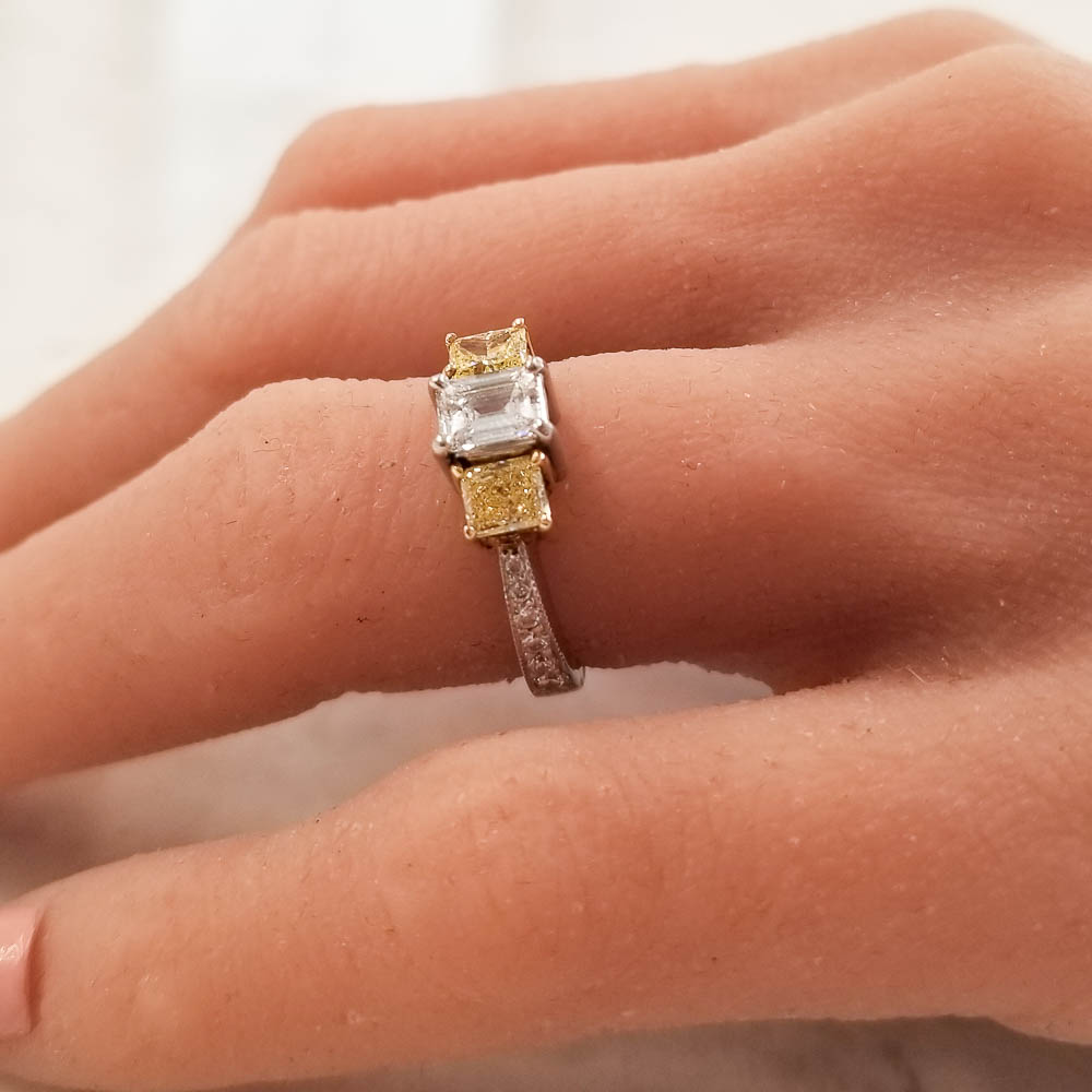 Platinum Diamond Gemstone Ring