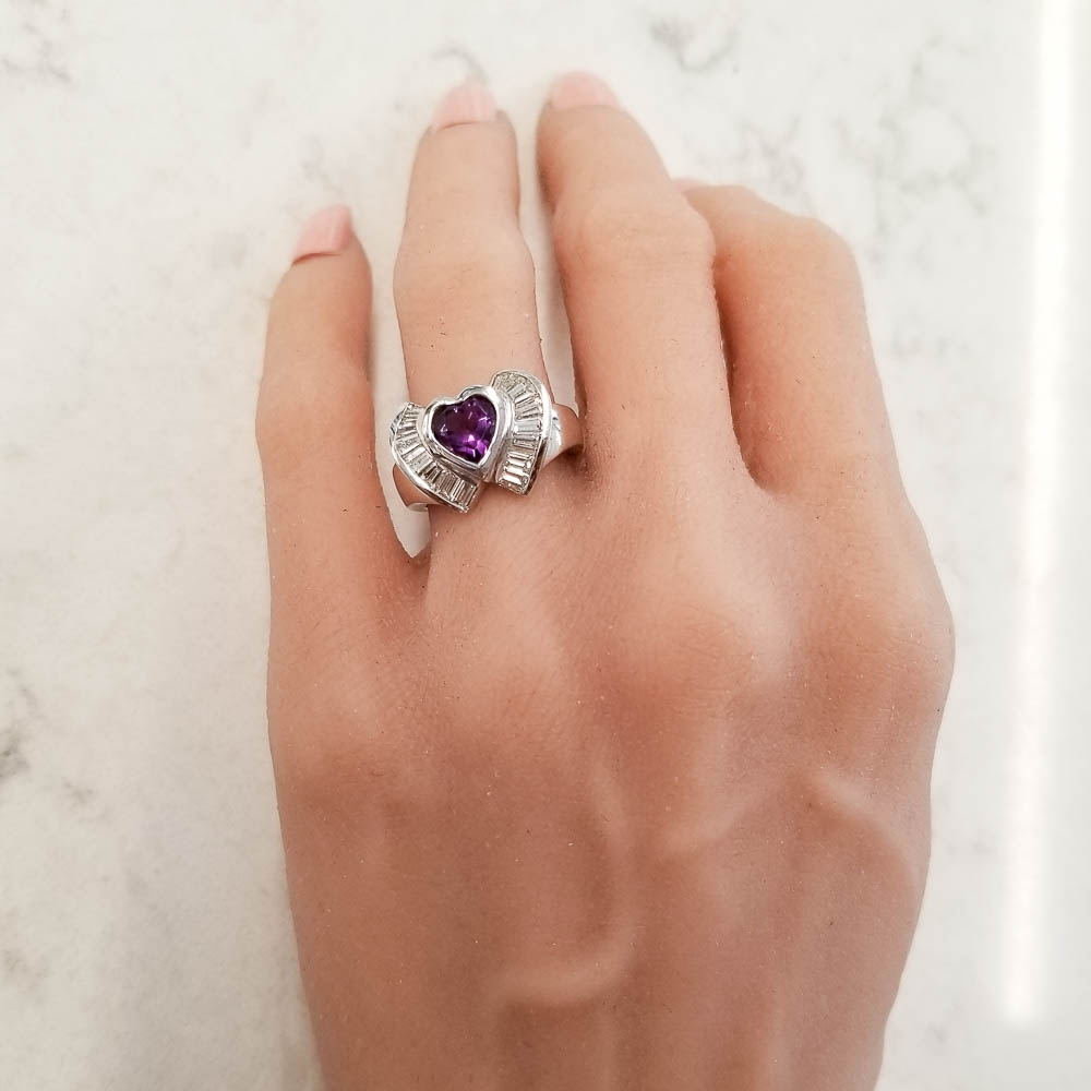 18K White Gold Amethyst Gemstone Ring