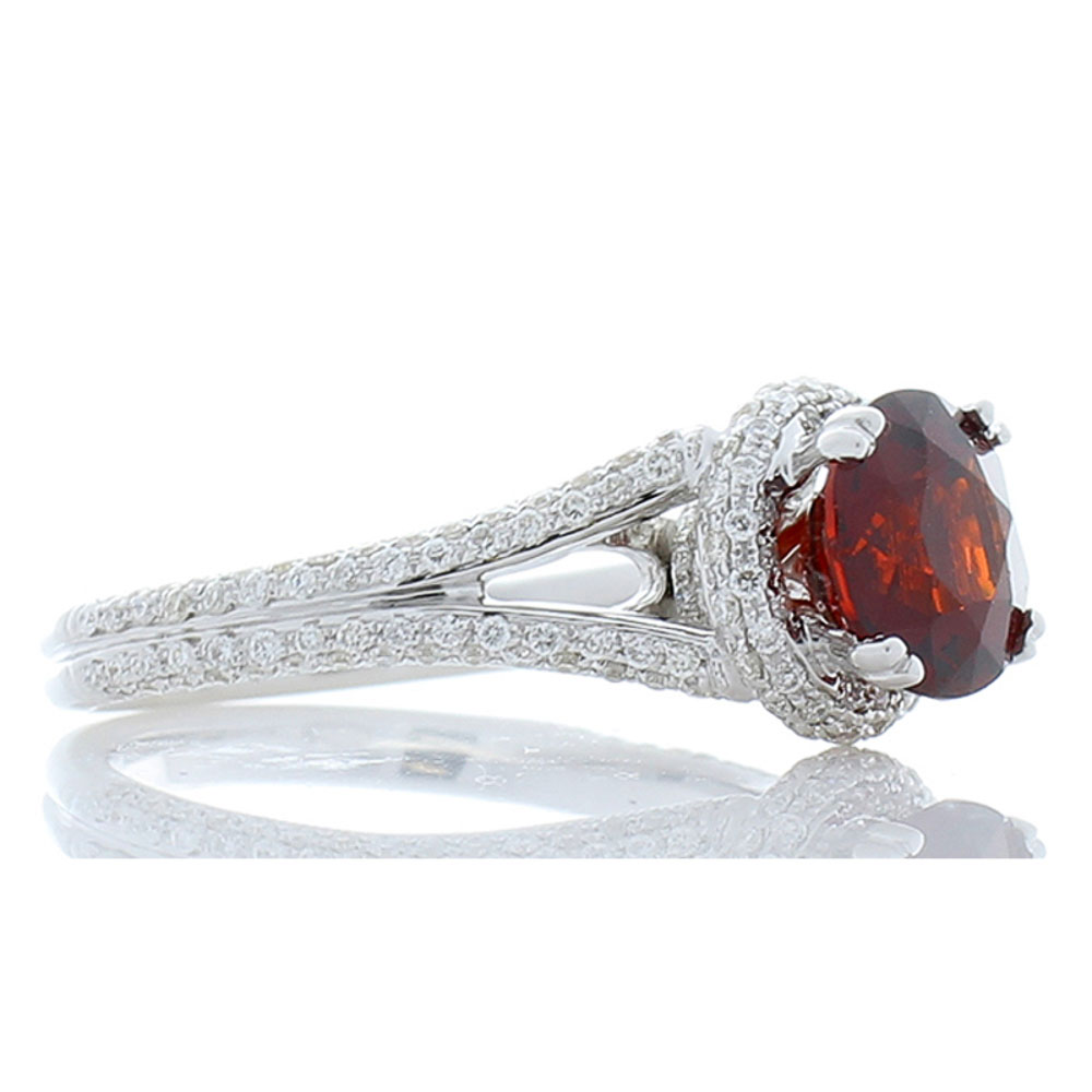 18K White Gold Garnet Gemstone Ring