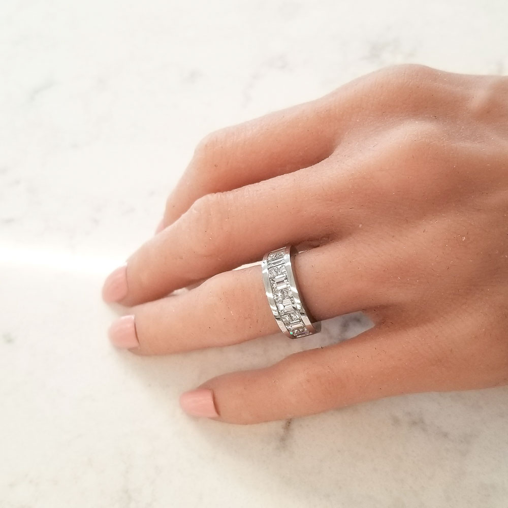 Platinum Diamond Gemstone Ring