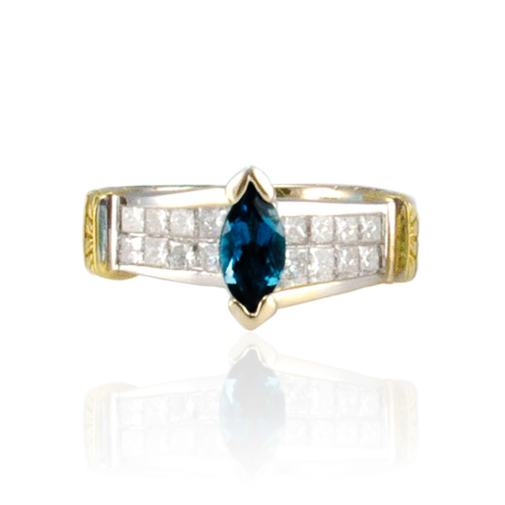 18K Two-Tone Topaz Gemstone Ring