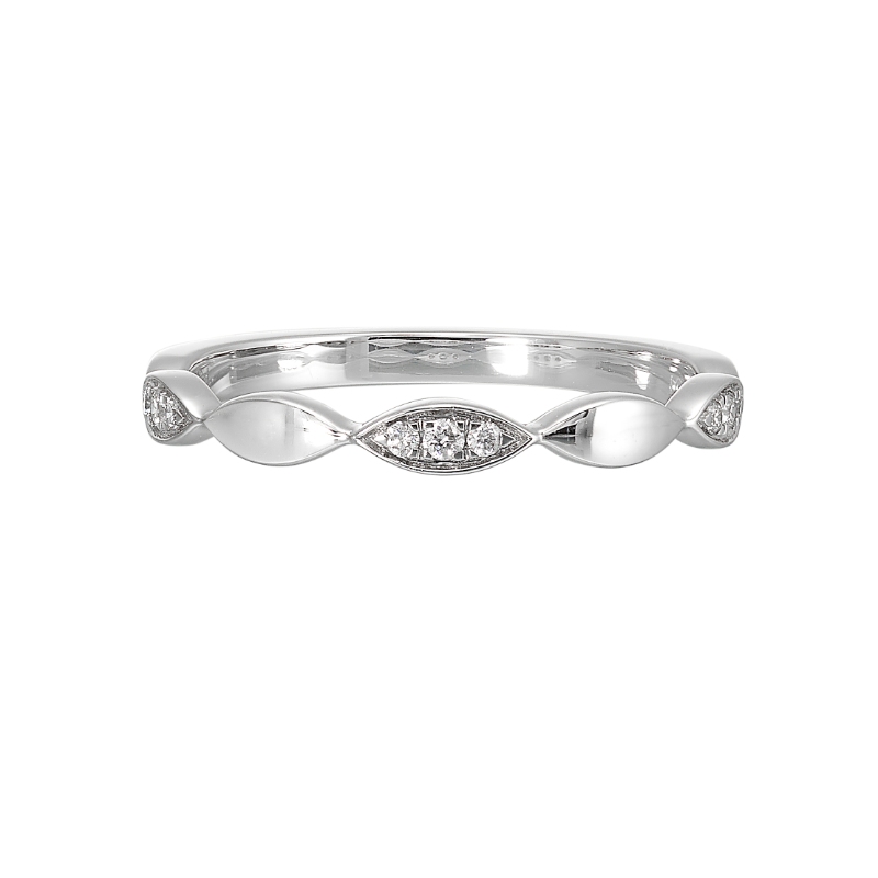 14Kt White Gold Diamond 1/15Ctw Stackable Ring