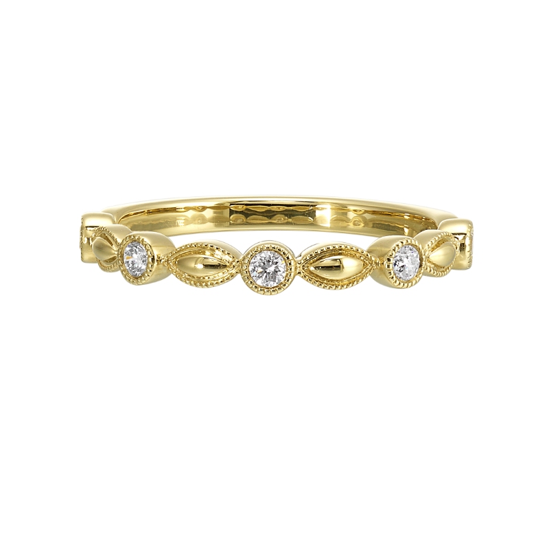14Kt Yellow Gold Diamond 1/7Ctw Stackable Ring