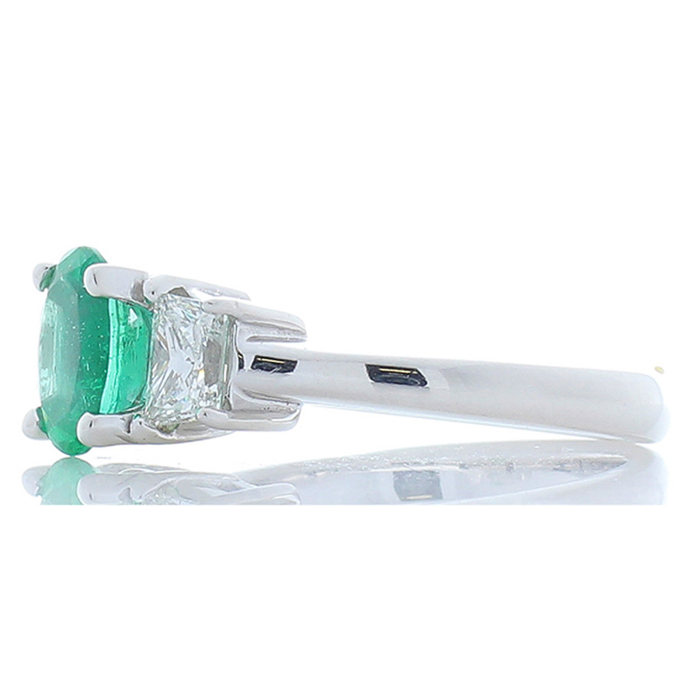 14K White Gold Emerald Gemstone Ring