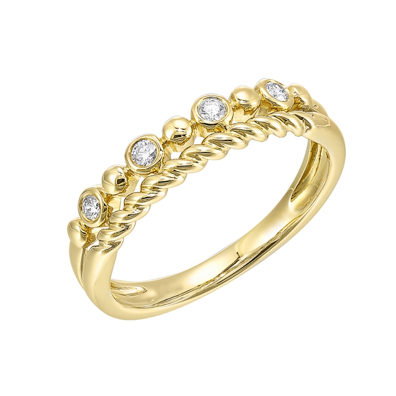 14Kt Yellow Gold Diamond 1/10Ctw Stackable Ring