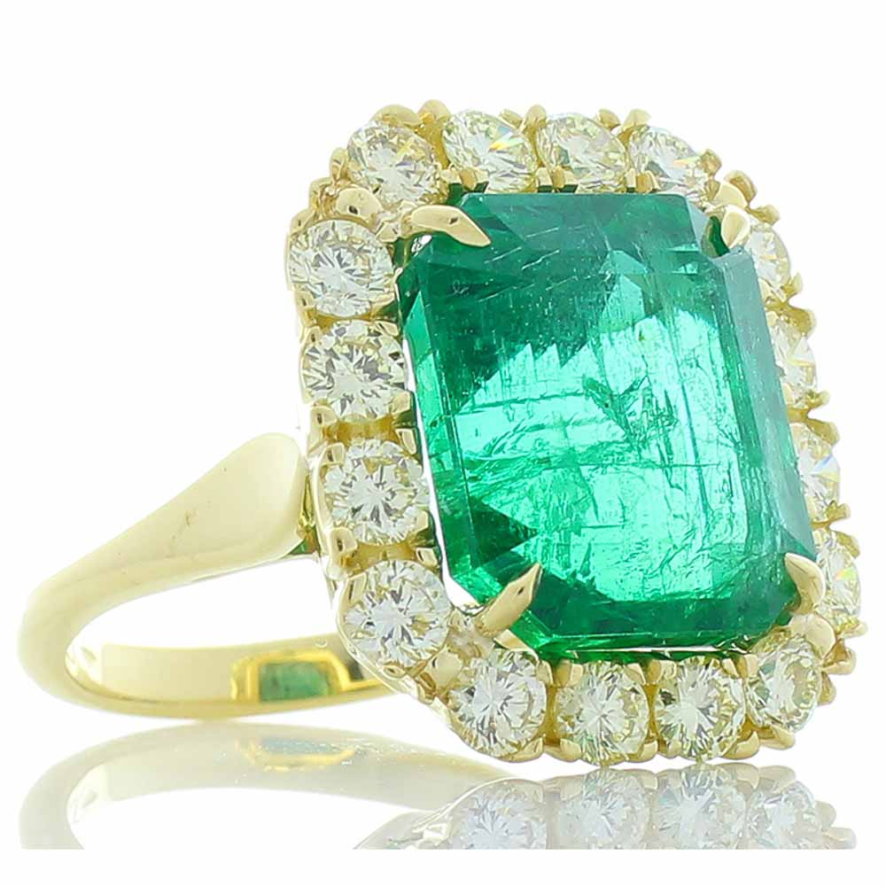 18K Yellow Gold Emerald Gemstone Ring