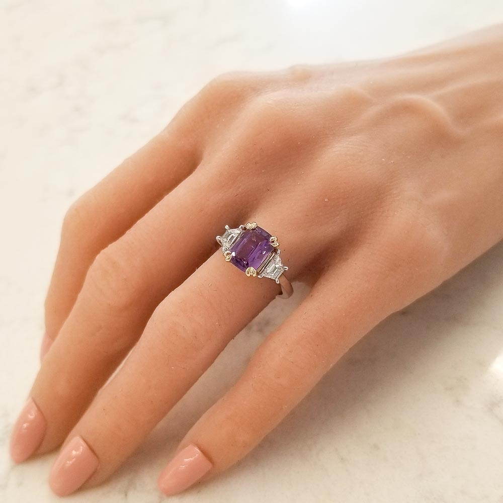18K Two-Tone Sapphire Gemstone Ring