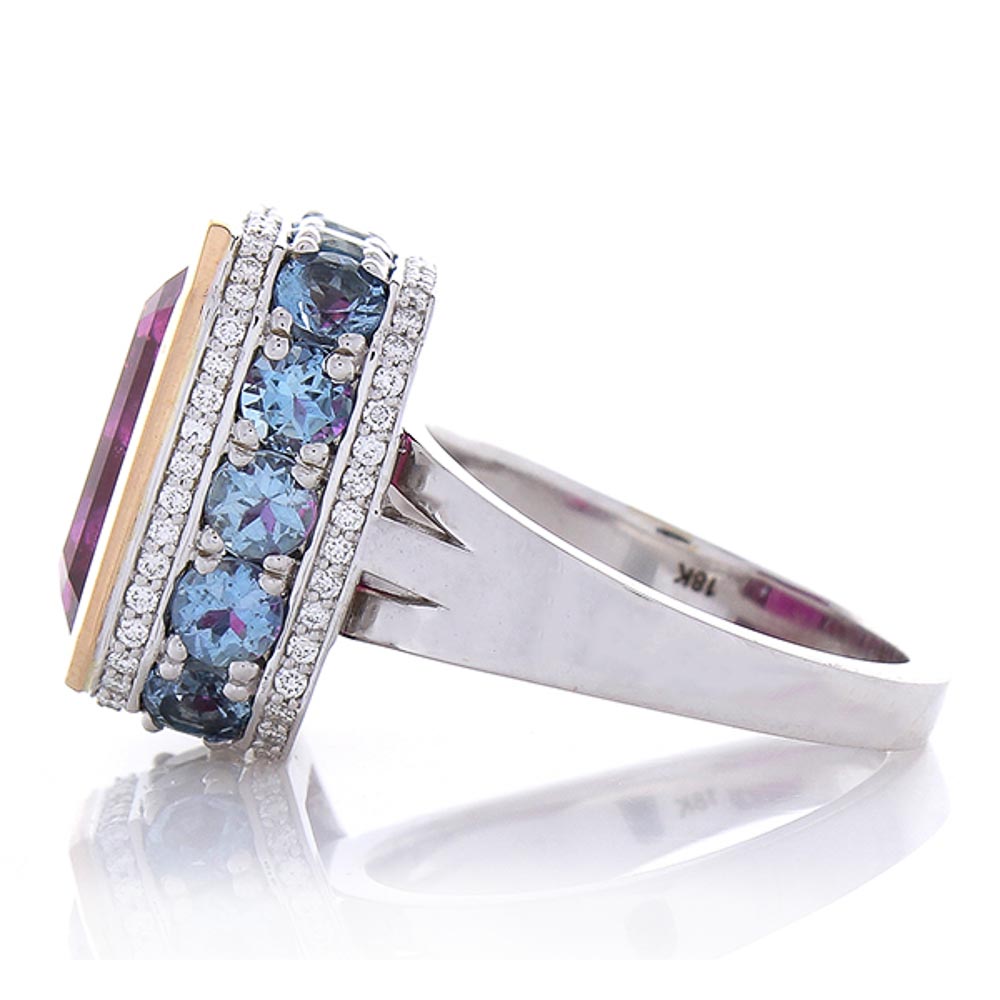 18K Two-Tone Rubelite Gemstone Ring