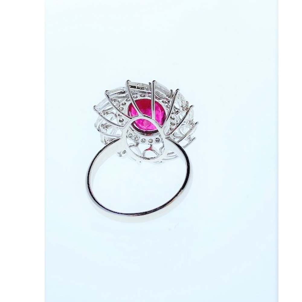 18K White Gold Rubelite Gemstone Ring