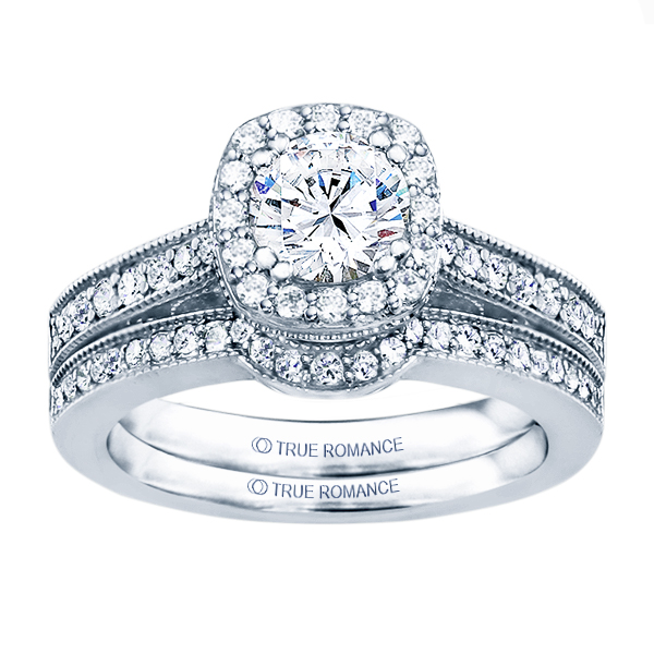 Rm1319r -14k White Gold Round Cut Halo Diamond Vintage Semi Mount Engagement Ring