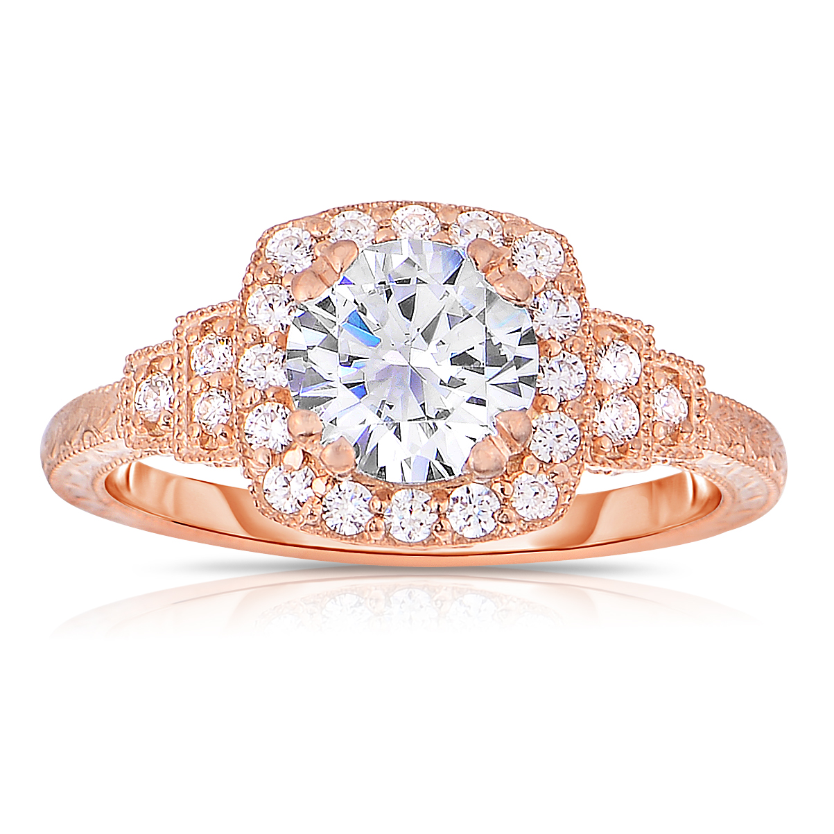 Round Cut Halo Diamond Vintage Engagement Ring