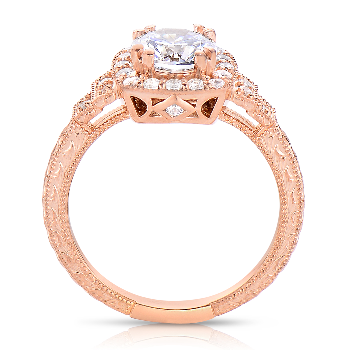 Round Cut Halo Diamond Vintage Semi Mount Engagement Ring
