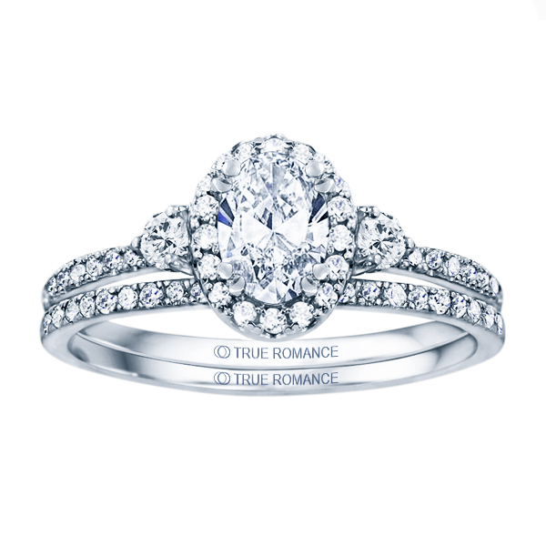 Rm1345v-14k White Gold Oval Cut Halo Diamond Semi Mount Engagement Ring