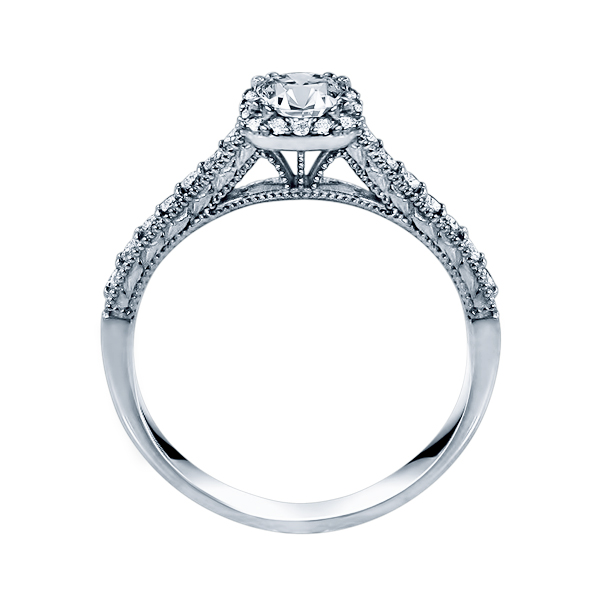 Rm1457 -14k White Round Cut Cushion Halo Diamond Vintage Semi Mount Engagement Ring