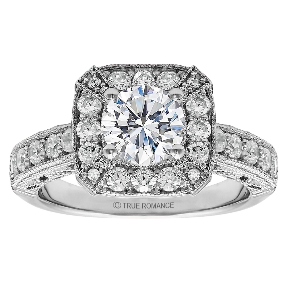 Round Diamond Halo Vintage Engagement Ring