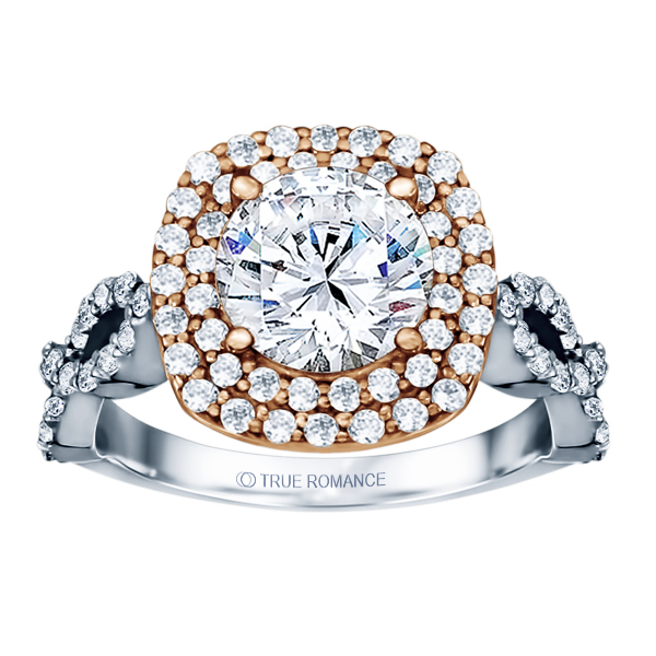 Round Cut Double Halo Diamond Infinity Engagement Ring