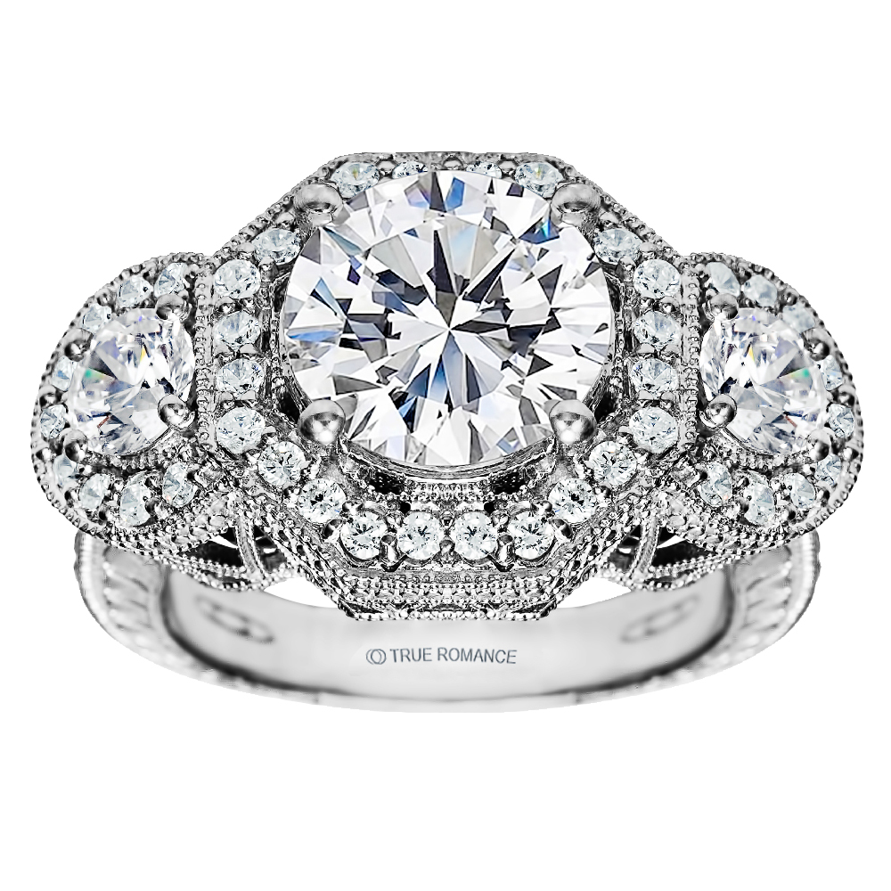 Round Cut Halo Diamond Vintage Engagement Ring