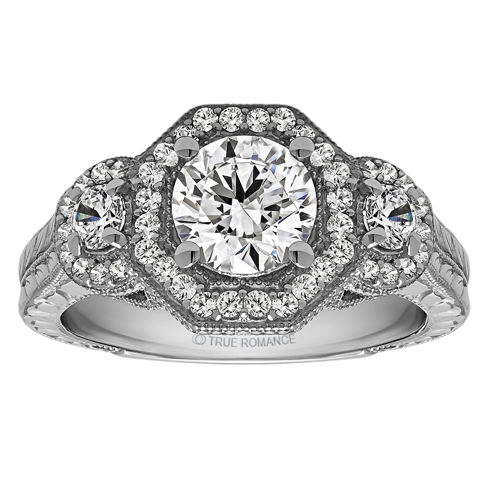 Round Cut Halo Diamond Vintage Engagement Ring