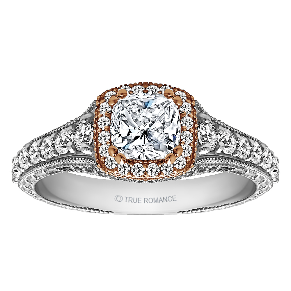 Cushion Cut Halo Diamond Vintage Engagement Ring